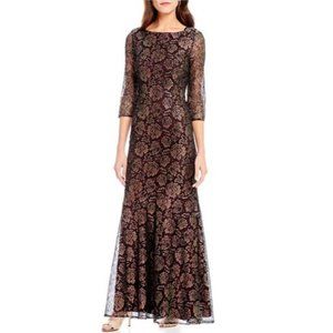 Brianna Women's Iridescent Metallic Lace Gown size 12